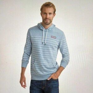Vineyard Vines Blue White Pullover Washed Striped Hoodie Shep Shirt Mens Size M